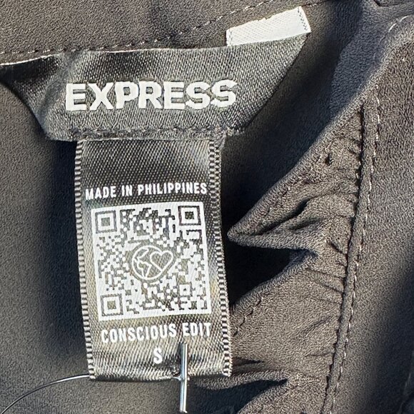 Express Feminine Victorian Ruffle Mock Neck Lace Cap Sleeve Blouse Black S NWT - Picture 6 of 13